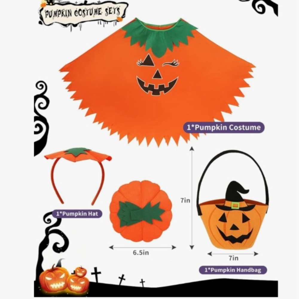 Pumpkin Costume Set - Orange and Green